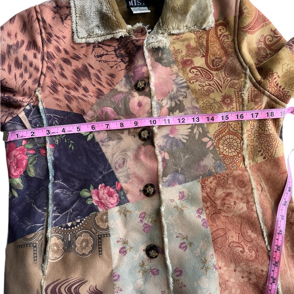 Faux Shearling Patchwork Mist Vintage Groovy Colo… - image 6